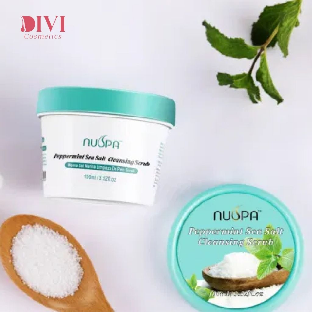 Muối biển bạc hà tẩy tế bào chết cho tóc giúp sạch sâu dưỡng ẩm NUSPA Peppermint Sea Salt Scalp Wash 100ml - Mỹ phẩm Divi