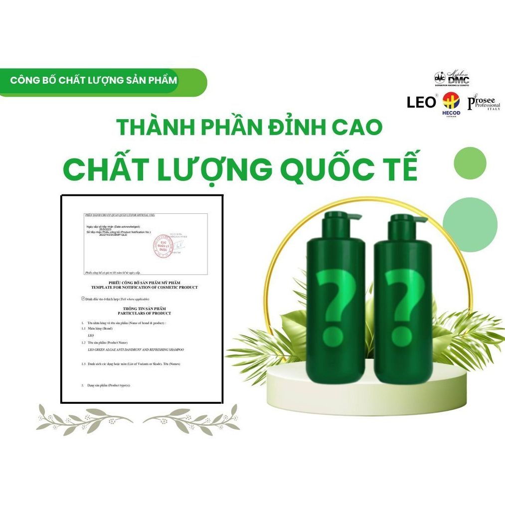 Cặp Gội Xả Prosee LEO Green Dành Cho Tóc Bết ,Gàu,Dầu Nhờn (Algae Anti Dandruff and Refreshing) 750m