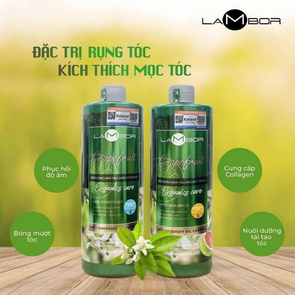 Cặp Gội Xả Bưởi Lambor 1000ML, Kích Thích Mọc Tóc, Ngăn Rụng, Nuôi Dưỡng & Chăm Sóc Tóc Mềm Mượt - Mỹ phẩm Divi