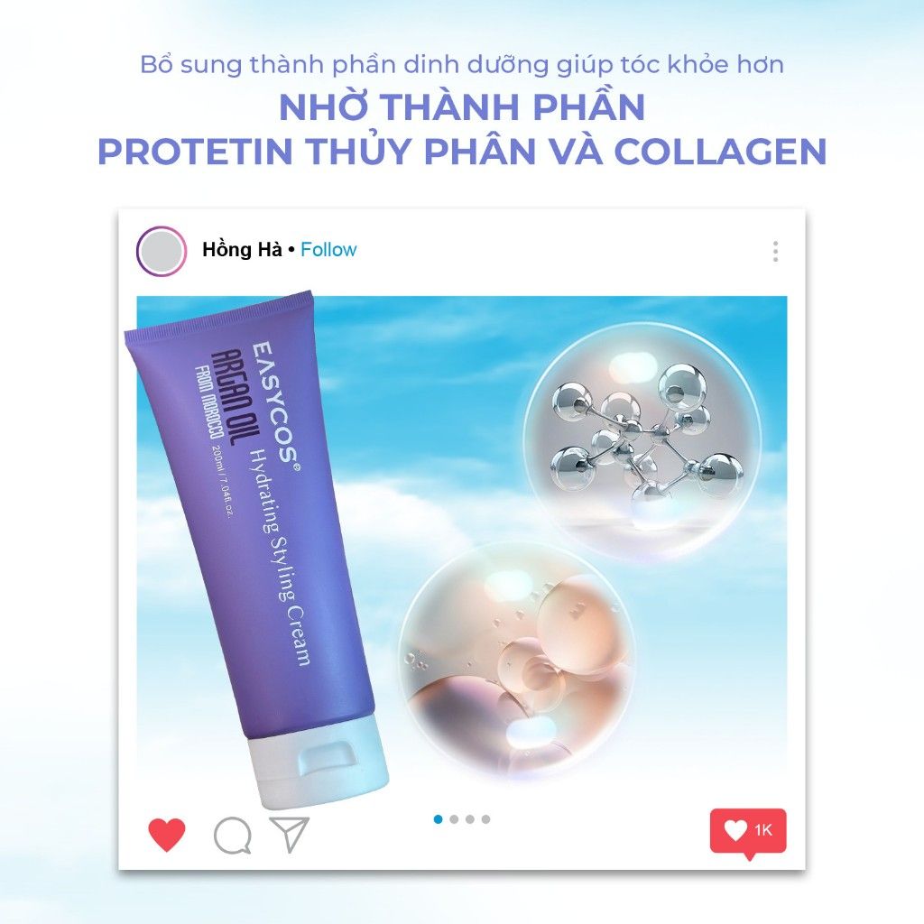 Gel giữ nếp tóc xoăn Easycos nuôi dưỡng, bảo vệ tóc 200ml - Mỹ phẩm Divi