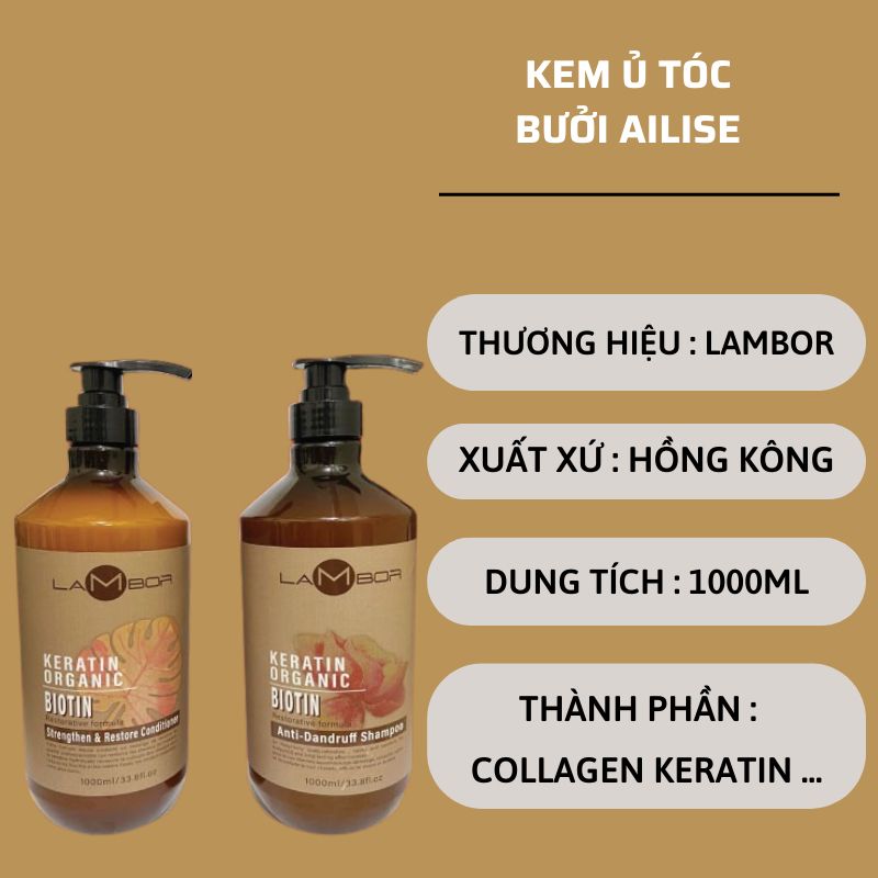 Dầu Gội Xả KERATIN LAMBOR 1000ml * 2 Sạch Gàu Ngăn Dầu Chống Gãy Rụng Phục Hồi Nang Tóc Siêu Mượt