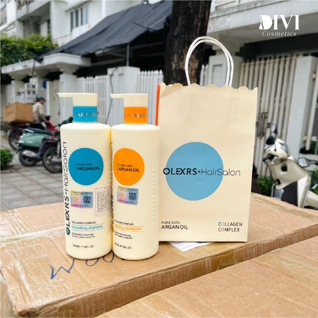 Dầu gội xả Olexrs Argan Oil Collagen Hair Salon cho tóc khô hư tổn - Mỹ phẩm divi