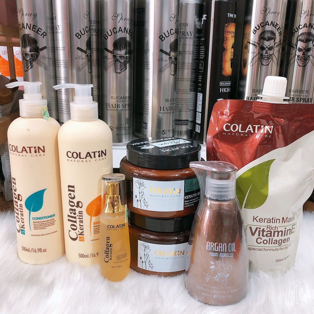 Kem ủ tóc keratin, hấp tóc phục hồi hư tổn, collagen dưỡng siêu mượt COLATIN Keratin Vitamin E 500ml - Mỹ phẩm Divi