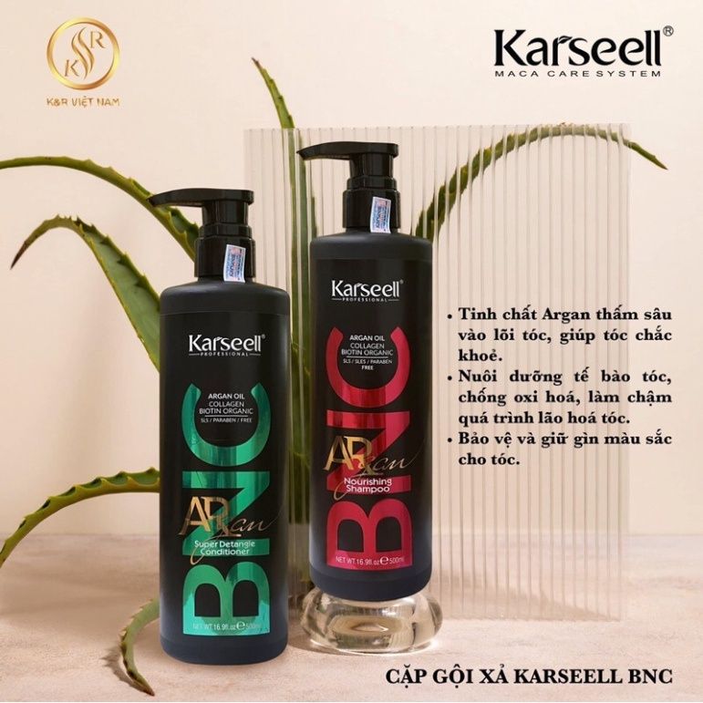 Dầu gội xả KARSEELL ARGAN BNC 500ML phục hồi giữ màu chống lão hóa da đầu cân bằng độ ẩm siêu mượt - Mỹ phẩm Divi