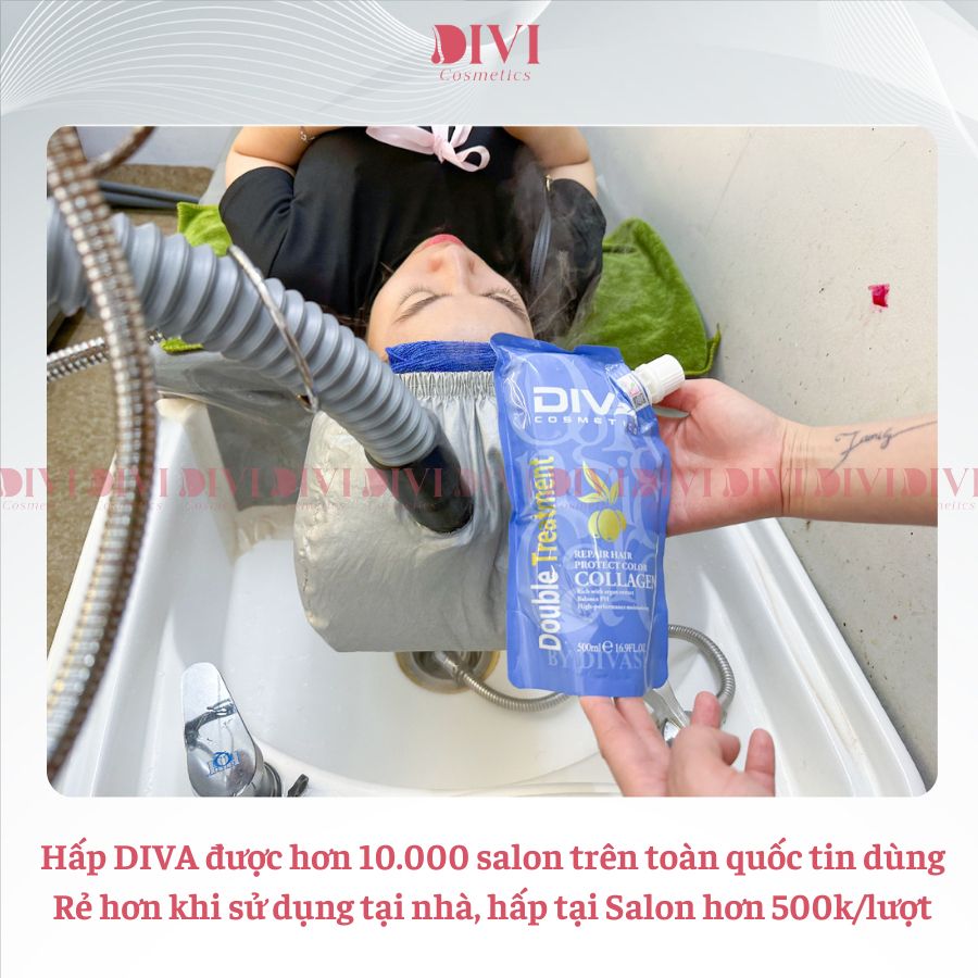 Kem ủ tóc DIVA Collagen Protect Color phục hồi sâu tóc hư tổn, giữ màu dưỡng mượt tóc 500ml - Mỹ phẩm Divi