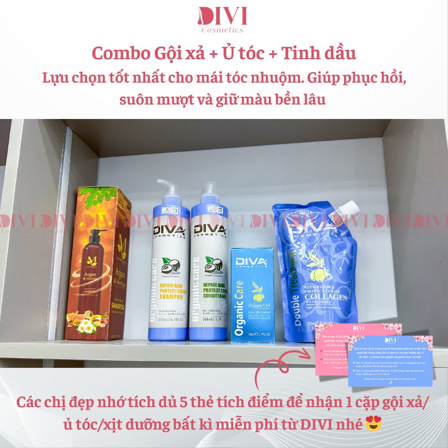 Dầu gội xả DIVA Protect Color giúp giữ màu tóc, phục hồi ,mềm mượt 500ml/750ml - Mỹ phẩm Divi