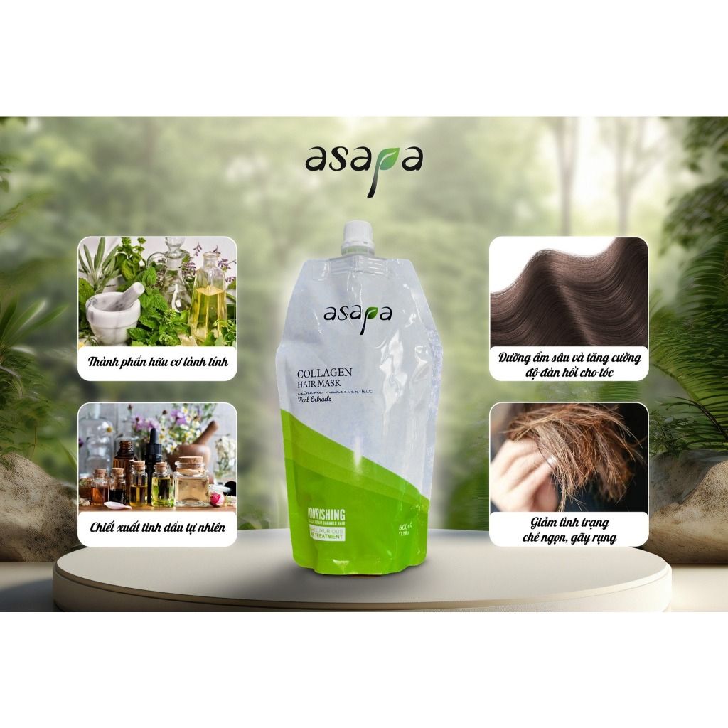Hộp 24 gói 30ml kem ủ Collagen phục hồi tóc hư tổn, dưỡng tóc suôn mượt Asapa tiện lợi dùng thử, đem đi du lịch - Divi